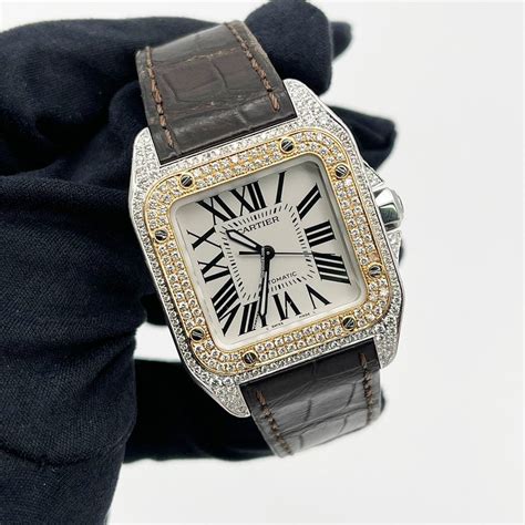 cartier santos bracelet|cartier santos 100 diamond bezel.